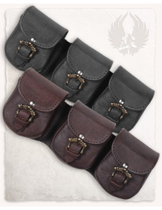 Set di 3 marsupi medievali con leone in nero 2