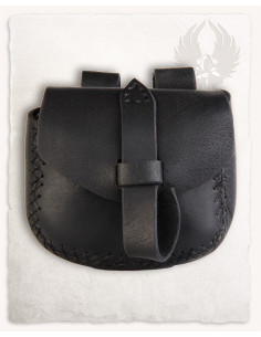 Borsa medievale Luis, tipo marsupio in nero (15x18 cm.)