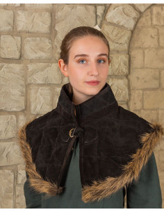 Gorgiera medievale Nimue in pelle scamosciata - Nera