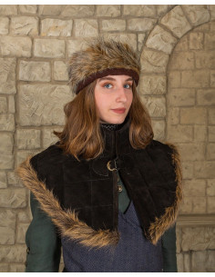 Gorgiera medievale Nimue in pelle scamosciata - Nera 2