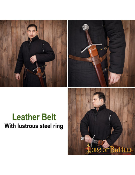 Cintura con spada in pelle marrone