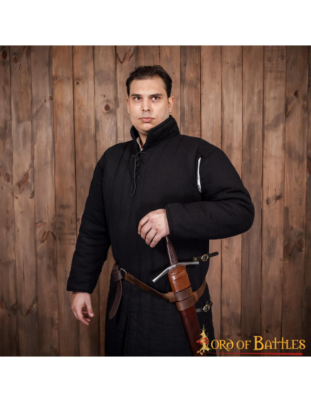 Cintura con spada in pelle marrone