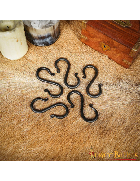 Set di 5 ganci a S in ferro battuto