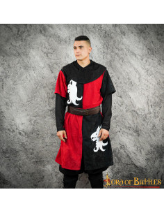 Tabardo medievale Drago rosso-nero inquartato