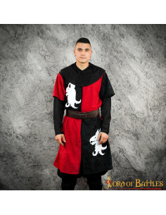 Tabardo medievale Drago rosso-nero inquartato 2