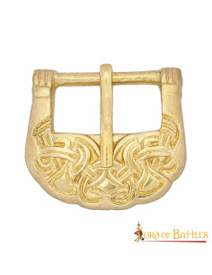 Fibbia vichinga in ottone massiccio con nodi celtici