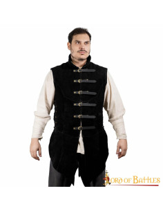 Gilet medievale in pelle scamosciata nera modello Adrian