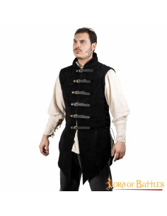 Gilet medievale in pelle scamosciata nera modello Adrian 2