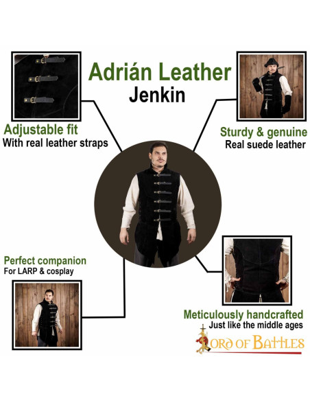 Gilet medievale in pelle scamosciata...