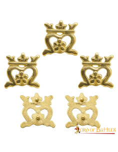 Set di 5 corone medievali decorative in ottone (2,4x2,5 cm.) 2