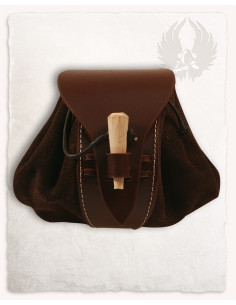 Borsa Gideon medievale marrone con chiusura in corno