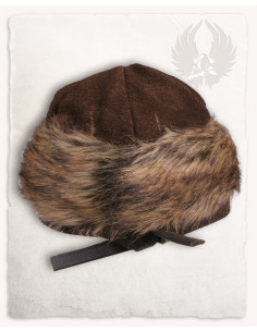 Cappello in pelle scamosciata marrone modello Ragi