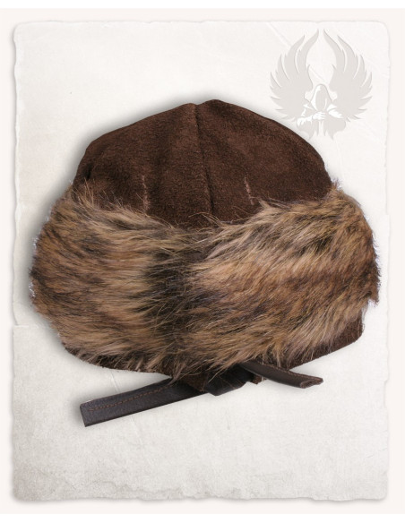 Cappello in pelle scamosciata marrone...