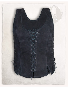 Corpetto medievale in pelle modello Caty, nero