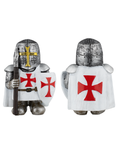 Figura templare in resina con scudo e lancia (10 cm.)