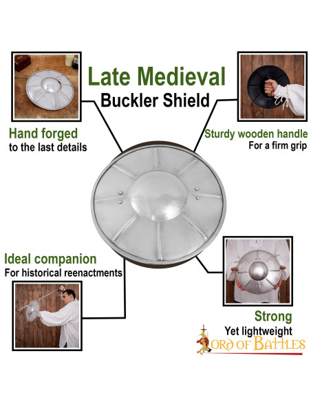 Scudo medievale funzionale in acciaio...