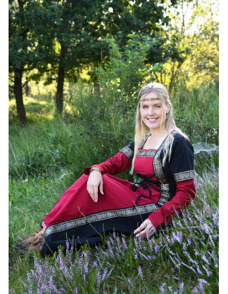 Vestito Medieval Leonor in rosso-nero