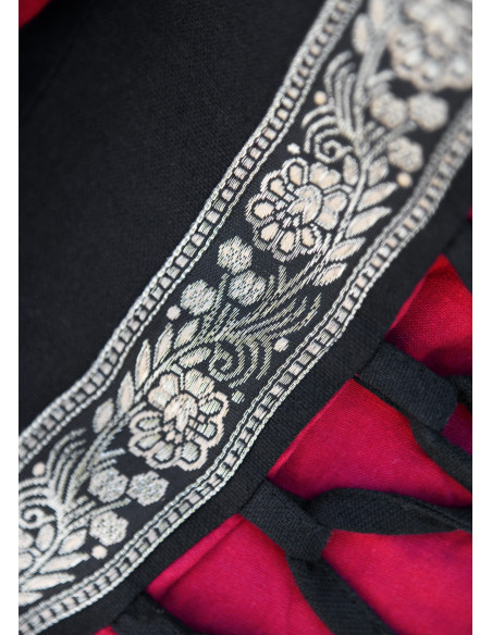 Vestito Medieval Leonor in rosso-nero