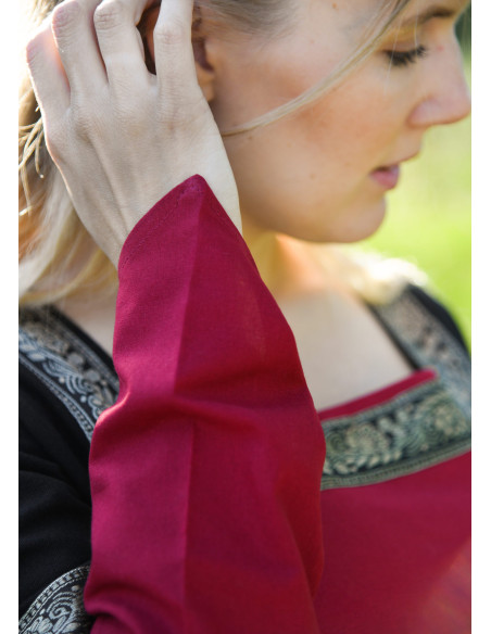 Vestito Medieval Leonor in rosso-nero