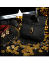 Borsa medievale in pelle nera (21,60 x 22,80 cm.)