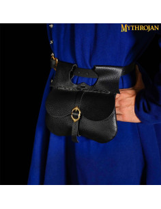 Borsa medievale in pelle nera (21,60 x 22,80 cm.) 2
