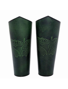 Braccialetti Fantasy Drago in pelle intagliata, verdi