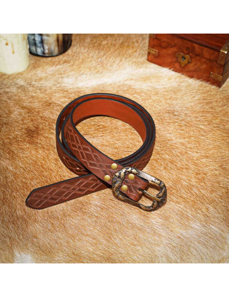 Cintura medievale in pelle marrone...