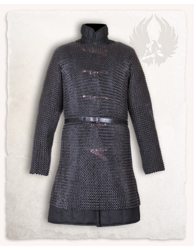 Cotta di maglia medievale lunga modello Richard, finitura annerita ⚔️  Negozio