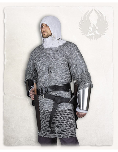 Cotta di maglia lunga medievale modello Richard, anelli in alluminio