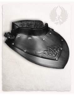 Gorgiera medievale in pelle nera decorata modello Sigfrid