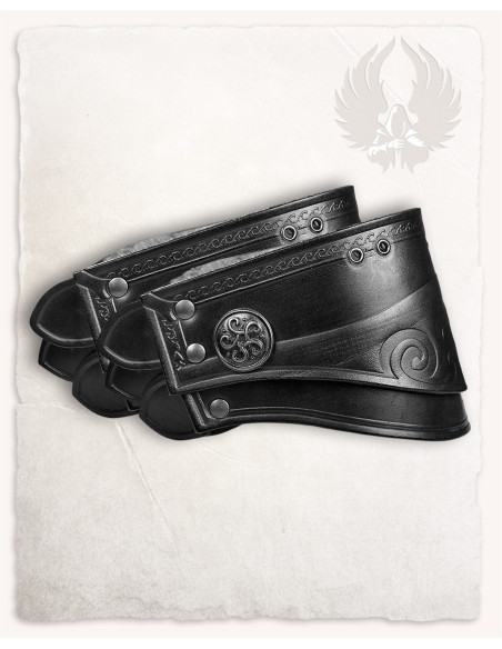 Spalline in pelle nera con motivo...