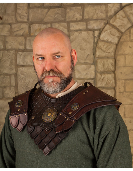 Spalline in pelle marrone con motivo...