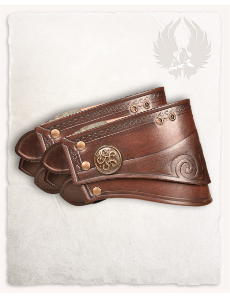 Spalline in pelle marrone con motivo...