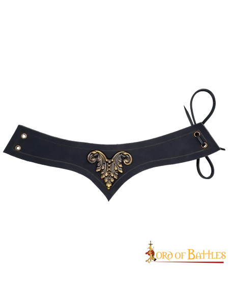 Tiara medievale in pelle nera decorata