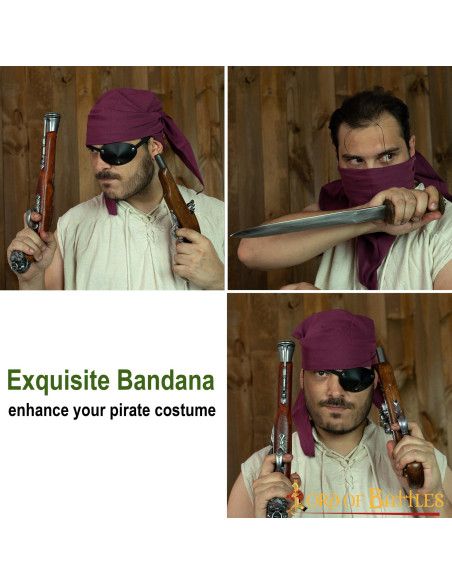 Bandana da pirata in cotone bordeaux