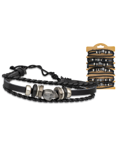 Bracciale in similpelle decorato con pietra teschio