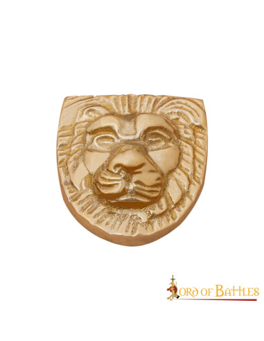 Lastra di ottone decorata con testa di leone