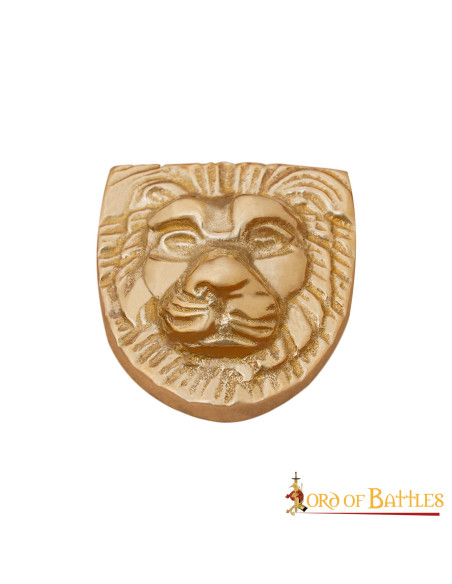 Lastra di ottone decorata con testa...