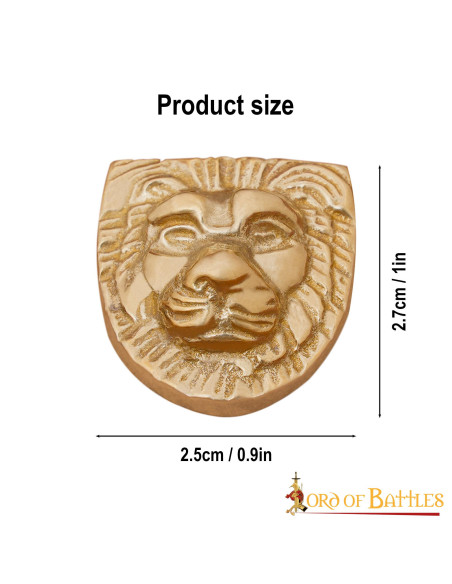 Lastra di ottone decorata con testa...