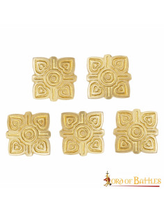 Confezione da 5 ornamenti per cintura vichinga in ottone