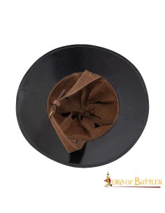 Elmo medievale bollitore con fodera in vera pelle. 2