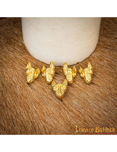 Pacco di 5 decorazioni in ottone lupo...