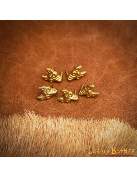 Pacco di 5 decorazioni in ottone lupo...