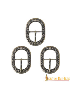 Confezione da 3 fibbie dal design floreale in ottone antico