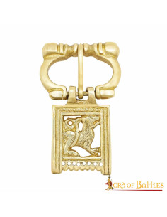 Fibbia lupo medievale in ottone (6,2 x 2,8 cm.)