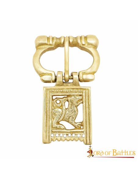 Fibbia lupo medievale in ottone (6,2...