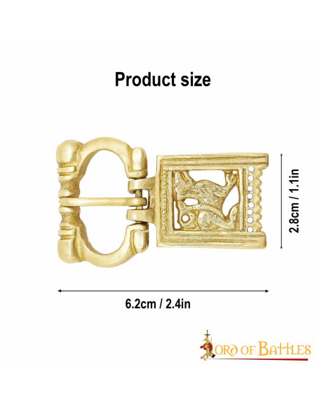 Fibbia lupo medievale in ottone (6,2...