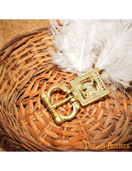 Fibbia lupo medievale in ottone (6,2...