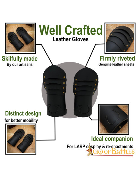 Guanti medievali in pelle ottone...