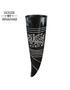 Corno da bere medievale con design a forma di drago celtico